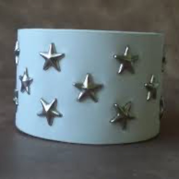 Leather Cuff Bracelet Red Biker Metal Star Rivets Adjustable - Picture 4 of 8